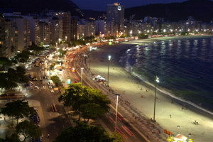 Copacabana beach at night - Rio , Brazil